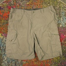 Columbia Omni Shade Shorts Mens Beige Lightweight Cargo Nylon Hiking Stains 