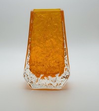 Whitefriars Geoffrey Baxter Textured Range Coffin Vase in tangerine 