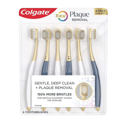 Colgate Total Plaque Removal Manual Toothbrush, Ultra Soft (6 Pack)