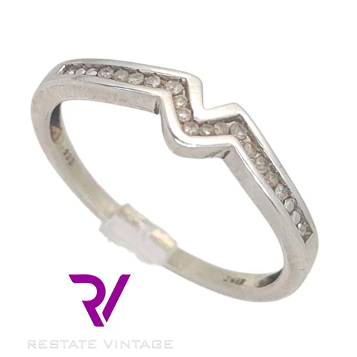JWBR Diamon Sterling Silver Chevron Band Pave Size 8.75