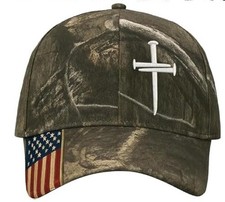 Jesus 3 Nail Cross Adjustable Baseball Cap with American Flag Hats for Men an...