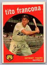 1959 TOPPS #268 TITO FRANCONA TIGERS GRAY BACK