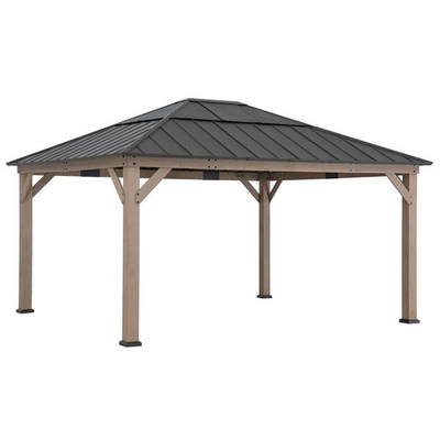 #ad Sunjoy 13 ft. x 15 ft. Cedar Framed Gazebo with Brown Steel $1310.18