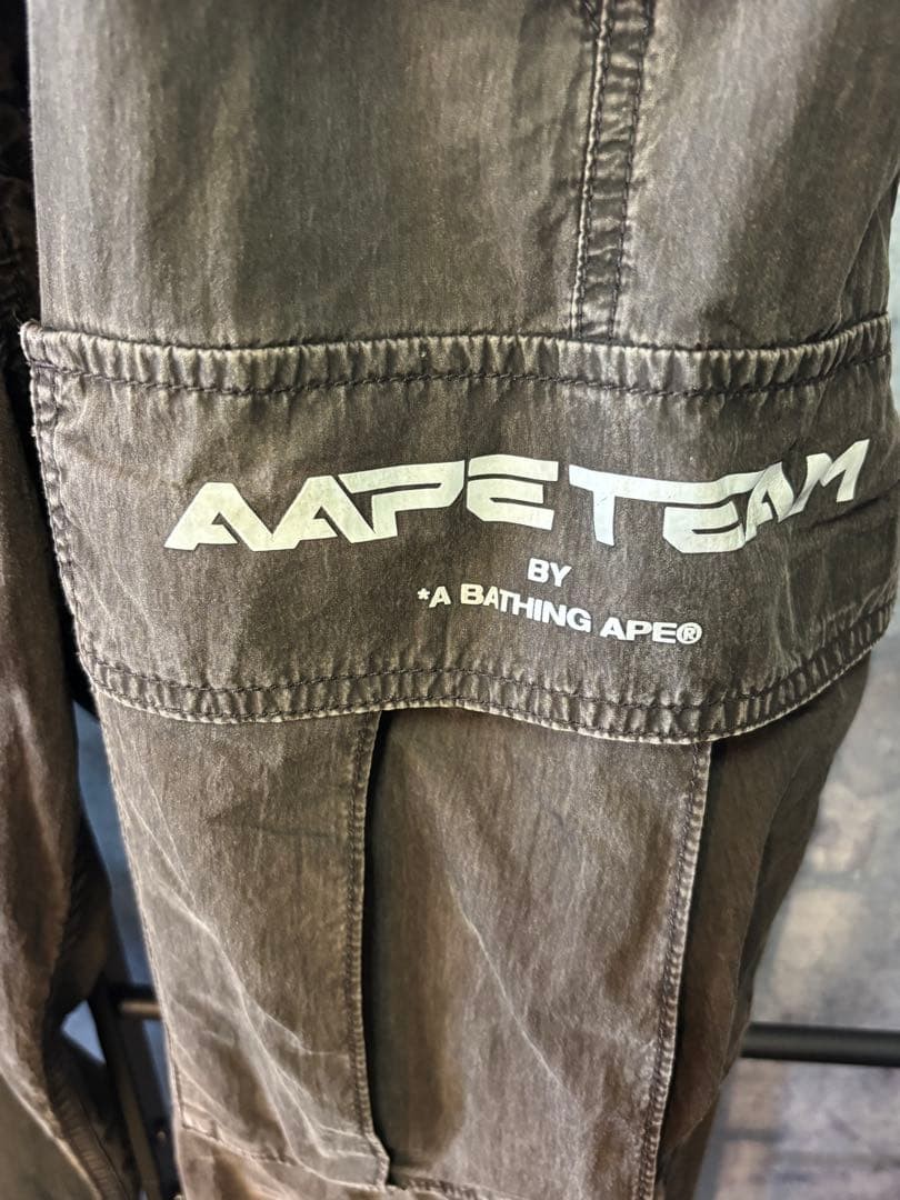 Aape A BATHING APE Cotton Nylon Wide Cargo Pants Faded Black L Waist 80cm thumbnail 6