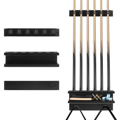 GIASSVIO Wall Mount Pool Cue Rack   1 inch (W x D x H), Black -Upgraded Pine