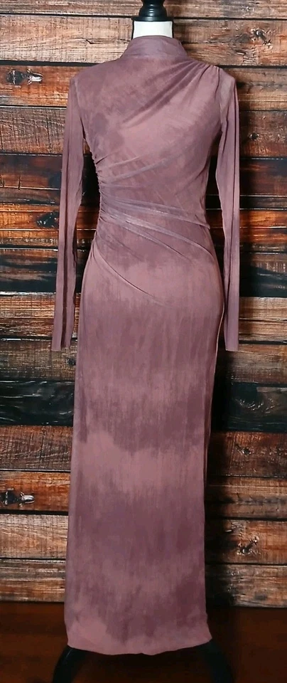 Maxi Vestido Zara S Malla Bodycon Manga Larga Acanalado Malva Púrpura Tie Dye Cremallera Nuevo con Etiquetas Foto 3 de 4