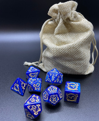 RPG Würfel Set Acryl, RPG Dnd DSA  7-teiliges D&D Würfelset blau