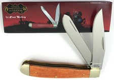 Steel Warrior Trapper Knife Smooth Orange BONE Handles SEE DESCRIPT + Box 321-S