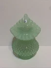 Lovey Willow Green Opalescent FENTON JACK IN THE PULPIT hobnail Vase, No Damage!