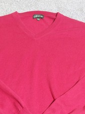 Orvis red v-neck cashmere, silk, cotton blend long sleeve sweater Size XL