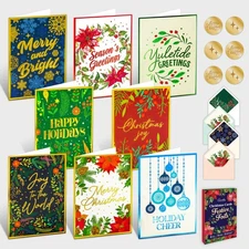 40 Pack Foil Embossed 5x7in Box of Christmas Cards with Envelopes and Sticker...