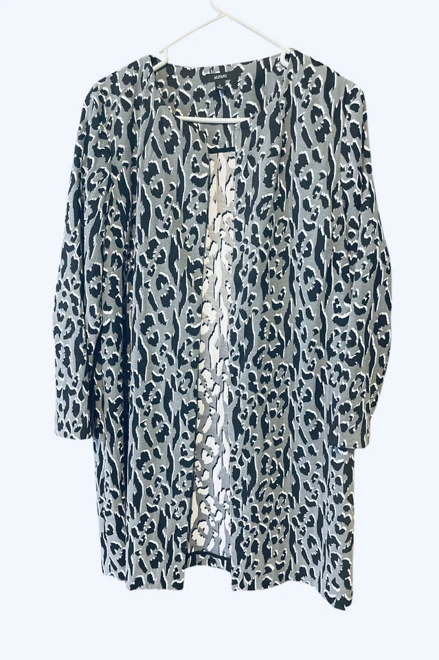 Alfani 女式 A 字灰色动物印花夹克 XL 码 — 第 3/4 张图片