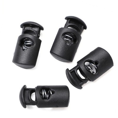 Black Spring Loaded Plastic Push Button Single Hole Cord Stopper Lock Adjusters