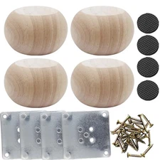 2 Inch Wooden Bun Feet Sofa Parts Round Furniture Legs Unfinished Sofa Couch ...