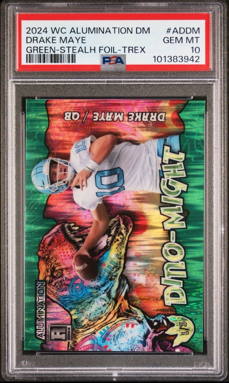Drake Maye Wild Card Alumination Dino-Might Exclusive #ADDM Green-Stealh Foil-Trex