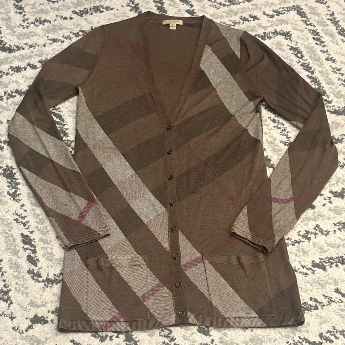 ??Authentic Burberry wool fishhooter women\'s  brown Burberry Vintage Beige Classic Nova Check Scarf 50% Cashmere  main image 3