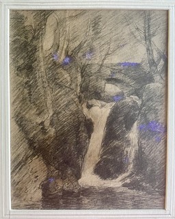 Antique 19th Century Original Drawing Lower Cascade After John Constable