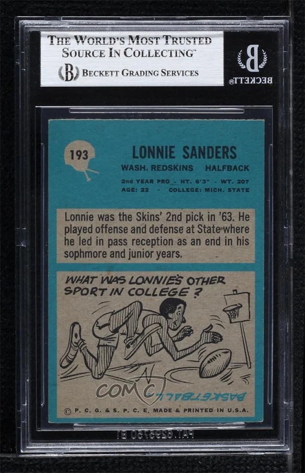 1964 Philadelphia Lonnie Sanders #193 BGS 6.5 Rookie RC - Image 2 of 2