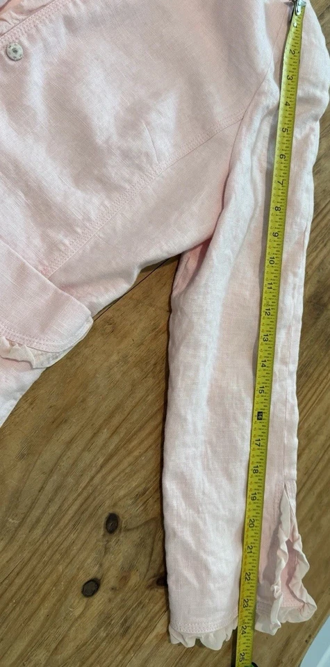 Chaqueta Ligera De Colección Anne Klein 100% Lino Rosa Claro Volantes Talla 8 Foto 4 de 4
