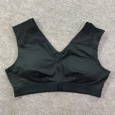 Tommie Copper Sports Bra Womens 2XL Black Shoulder Support Activewear Zip Front