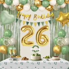 Sage Green 26th Birthday Decorations for Women, Happy 26th Birthday Decoratio...