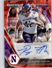 Paddy Fisher 2021 Panini NFL Prizm Draft Picks Red Cracked Ice Prizm RC Auto