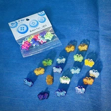 Jesse James Dress It Up Lot Of 25 Glitter & Pastel Butterfly Shank Buttons