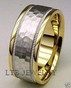 950 Platinum 18k Gold Mens Wedding Band Ring 7mm Ebay Image Is Loading 950 Platinum Amp 18k Gold Mens Wedding Band
