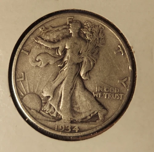1934 Walking Liberty Half Dollar Silver coin 50 cents VERY FINE VF VERY NICE !