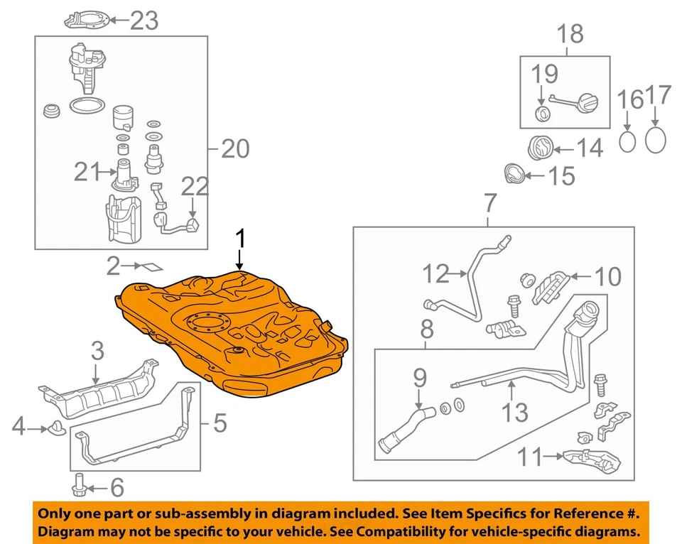 Used Fuel Tank fits: 2016 Toyota Camry Grade A Foto 3 de 4