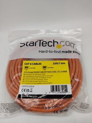 StarTech.com 25ft CAT6 Ethernet Cable - Orange CAT 6 Gigabit Ethernet Wire
