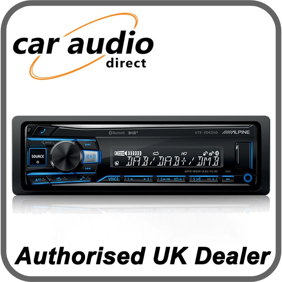 Alpine UTE-204DAB - Mechless DAB Car Stereo Radio Bluetooth MP3 FLAC USB AUX - Image 2 of 2