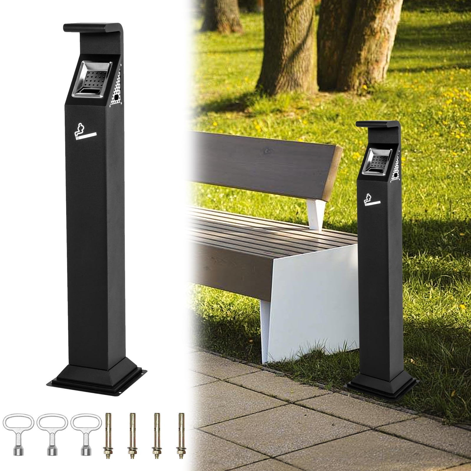 Outdoor Trash Receptacle Commercial Vertical Trash Can with Removable Inner B...
