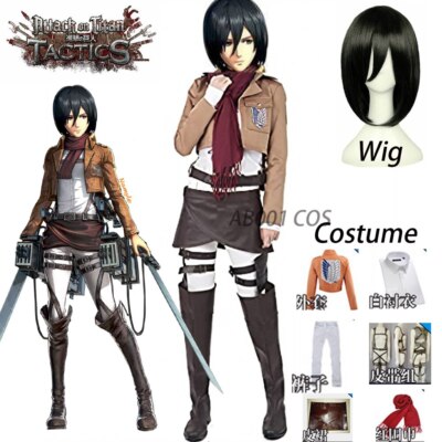 Attack on Titan Mikasa Ackerman Short Black Shingeki no Kyojin Cosplay  Costumes