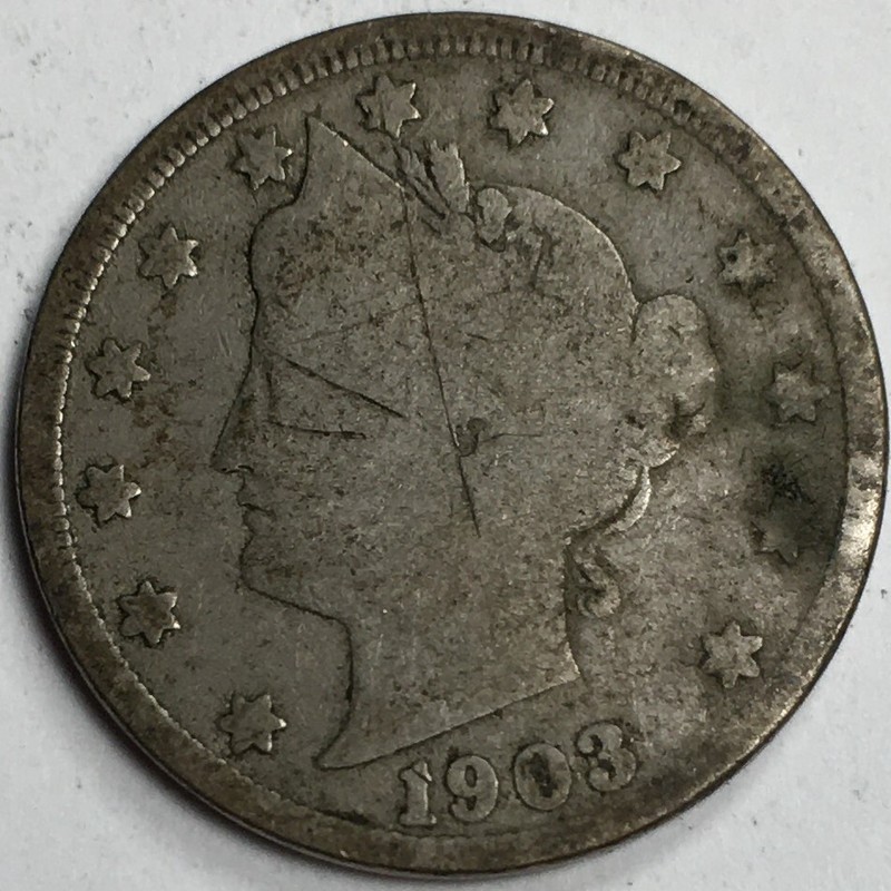 1903 United States Liberty "V" Nickel - About Good (AG) Scratch KM#112 - 4131-AH