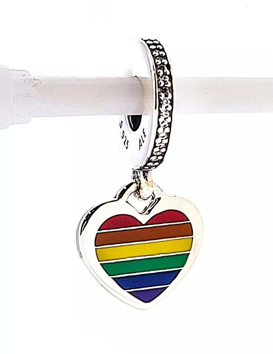 New 100 Authentic PANDORA 925 Silver Rainbow Heart Pride Charm ENG792017CZ 17