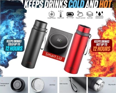 1L LED Becher Smart Wasserflasche Vakuumisolierkolben Edelstahl Thermoskanne