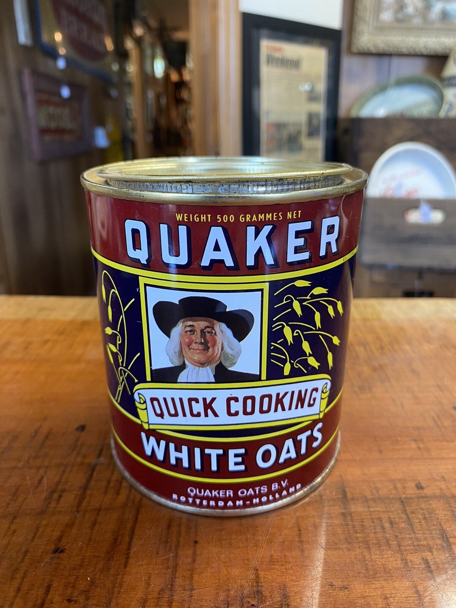 Vintage Quaker Quick Cooking Oats Tin Rotterdam-Holland Arabic