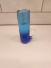 Vintage Pilgrim Art Glass Benedictine 4” Shot Glass W/Clear Applied Finger Loop