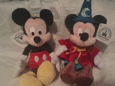 2 NWT Disney Store MICKEY MOUSE Sorcerer Mickey Fantasia Plush Doll 12 ORIGINAL