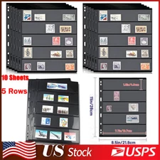 10 Sheets 5 Rows with 9 Binder Holes Double Sided Stamp Album Stock Pages NEW