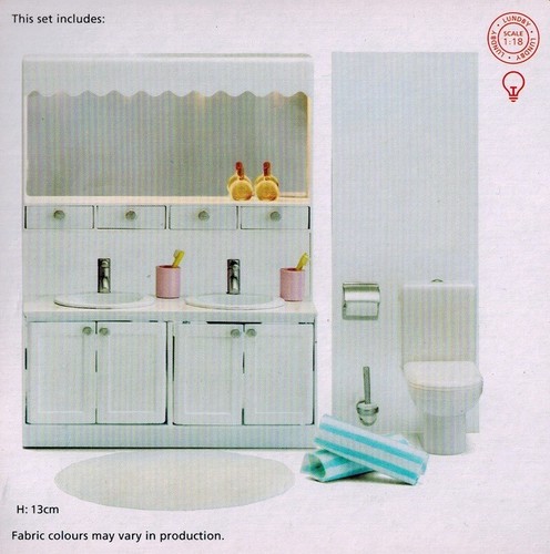 Lundby 60.2088 Smaland Badezimmer Set WC Spiegel - Kabel 4,5V - 1:18 - Bild 2 von 3