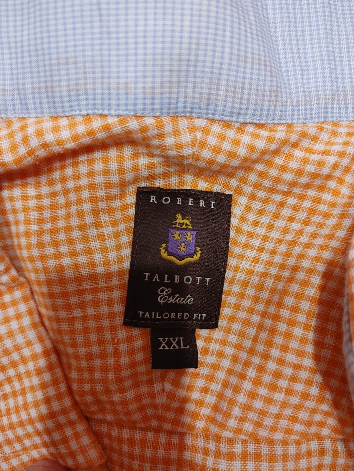 Robert Talbott Men Orange Collared Check Tailored… - image 7