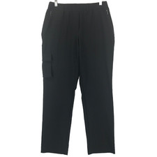 Chicos Zenergy Cargo Pants Women's 0R 4R Black Poly Blend 5 Pocket Pull On