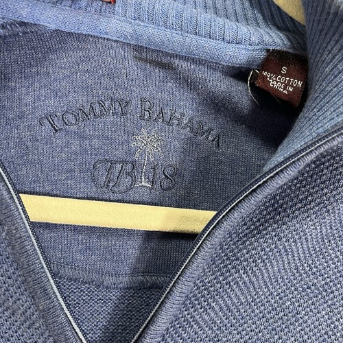 Tommy Bahama Shirt Men's Small TB18 Blue Cotton Waffle Sweater Gorpcore Golf Hip - Picture 3 of 13