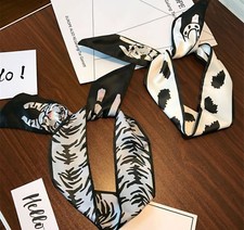 Women Girls retro Leopard Tiger Cat animal bow scarf Hair Costume head band Wrap
