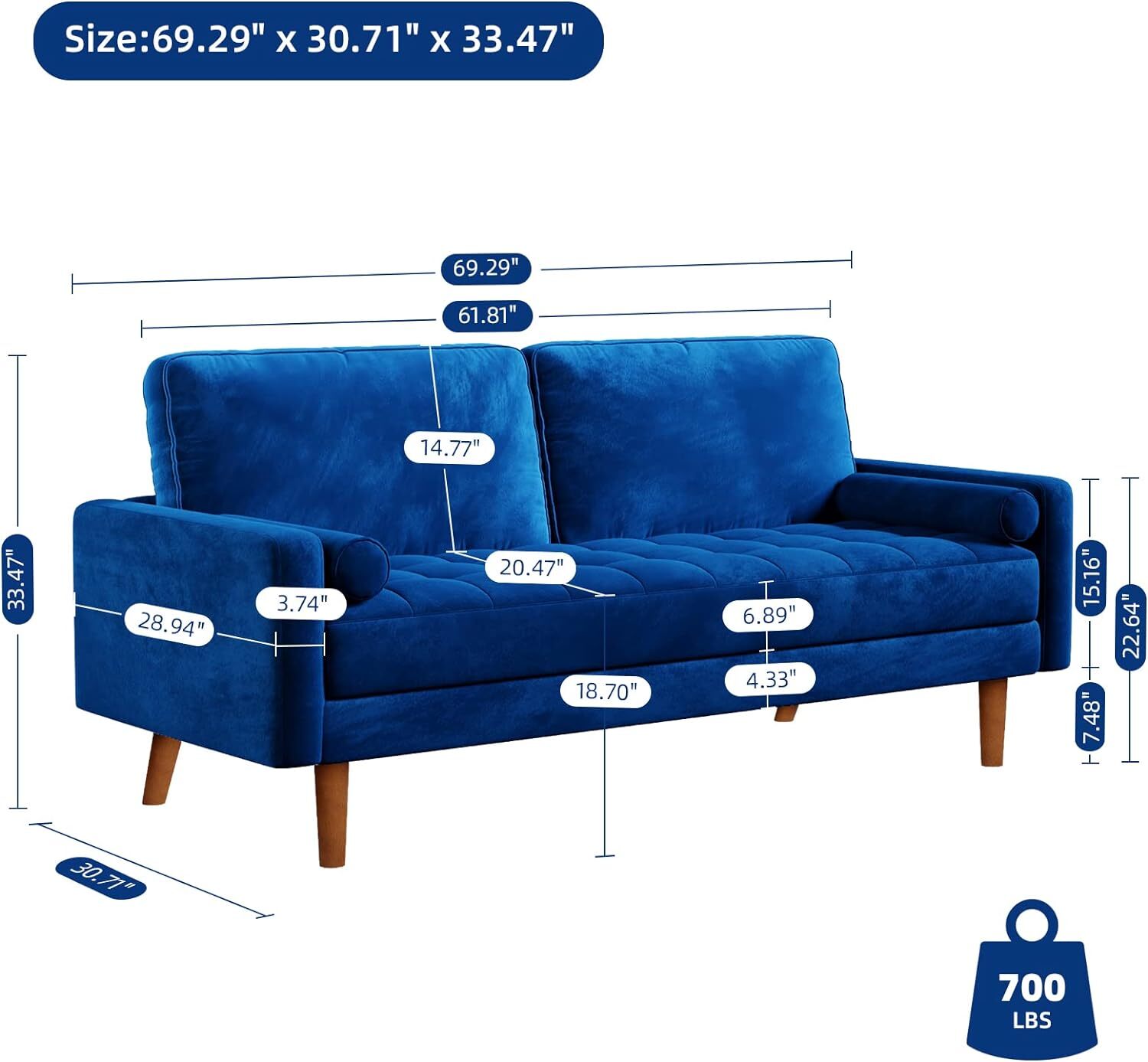 Upholstered Loveseat Sofa Scandi Plush Velvet Sofas 3 + 2 Seater Sofas