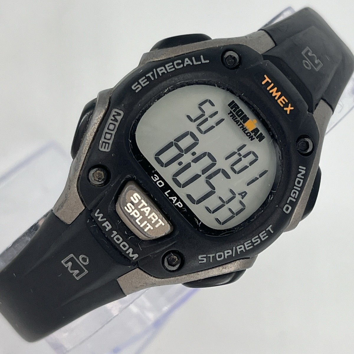 Timex Ironman Triathlon Watch Men Indiglo Black Orange 100M 30Lap 