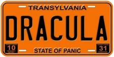 Dracula Transylvania Aluminum Novelty Car License Plate