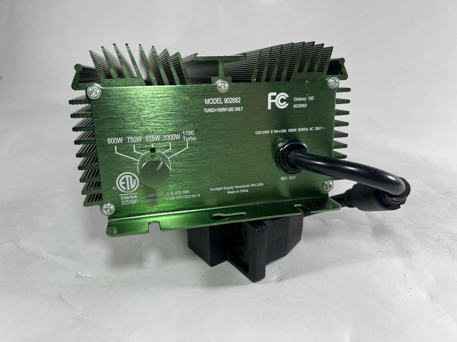 Galaxy DE Select-A-Watt 600/750/825/1000 Watt Ballast for hydroponic grow light